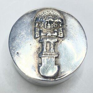 Vintage Aztec / Mesoamerican iconography Sterling Silver Trinket Box 12g SS134